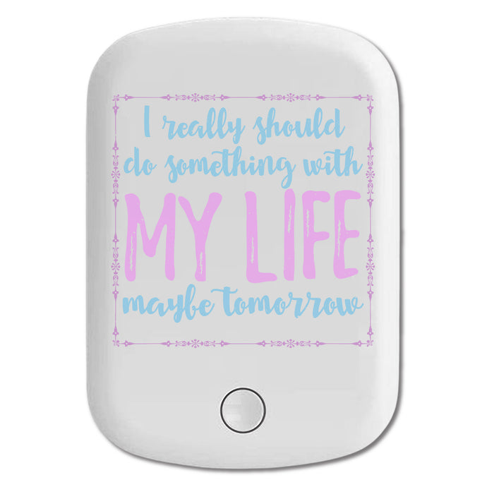 DistinctInk Magnetic Battery Pack, Wireless Portable Charger with USB-C Cable, Compatible with MagSafe iPhone 14 / 13 / 12 Series - Do Something With My Life Maybe Tomorrow