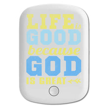 DistinctInk Magnetic Battery Pack, Wireless Portable Charger with USB-C Cable, Compatible with MagSafe iPhone 14 / 13 / 12 Series - Life Is Good Because God Is Great