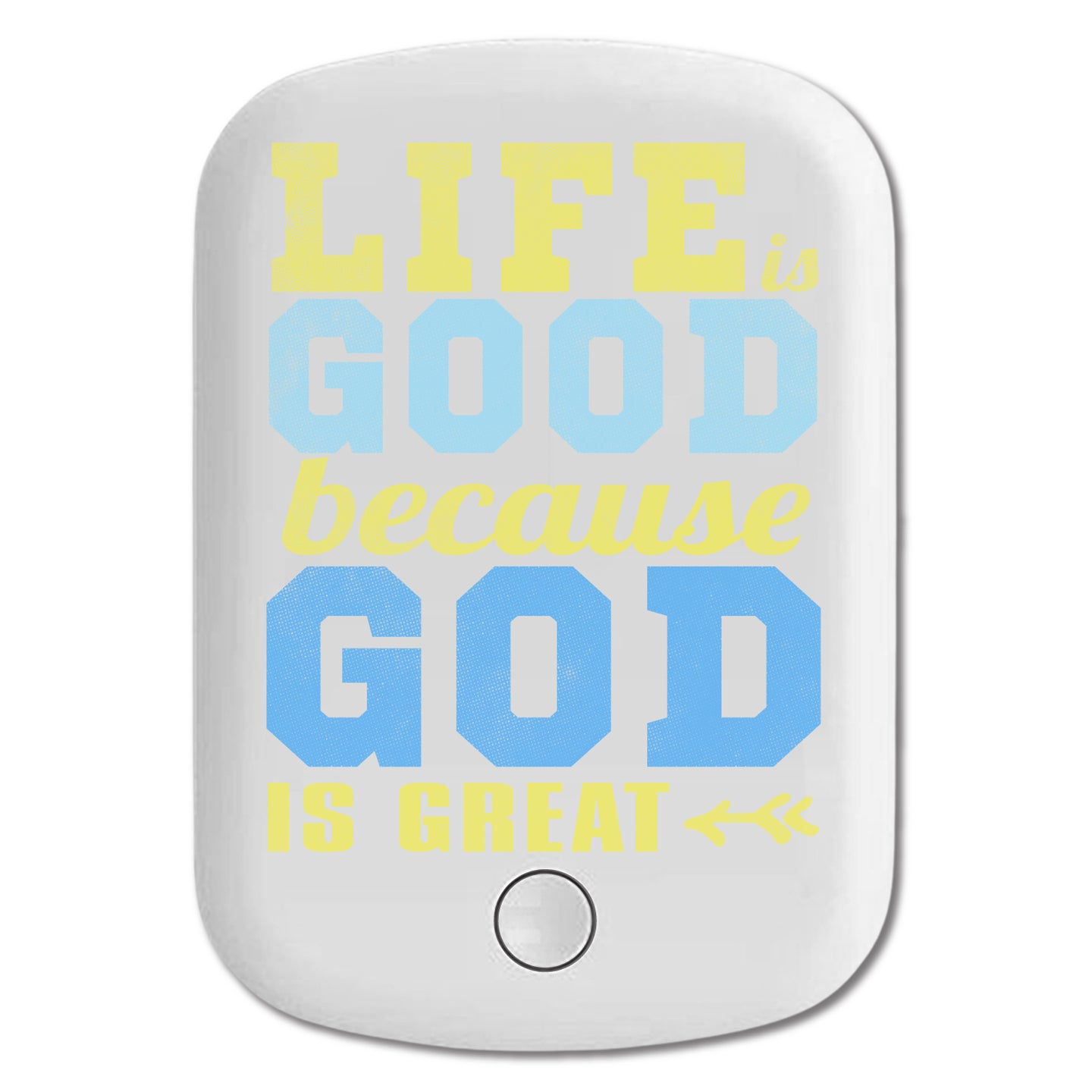 DistinctInk Magnetic Battery Pack, Wireless Portable Charger with USB-C Cable, Compatible with MagSafe iPhone 14 / 13 / 12 Series - Life Is Good Because God Is Great