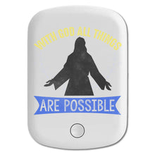 DistinctInk Magnetic Battery Pack, Wireless Portable Charger with USB-C Cable, Compatible with MagSafe iPhone 14 / 13 / 12 Series - With God All Things Possible