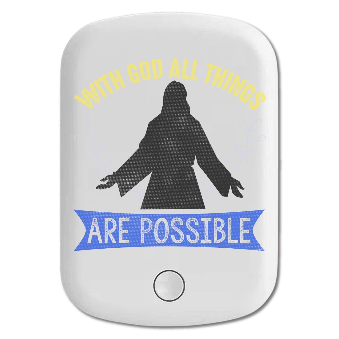 DistinctInk Magnetic Battery Pack, Wireless Portable Charger with USB-C Cable, Compatible with MagSafe iPhone 14 / 13 / 12 Series - With God All Things Possible
