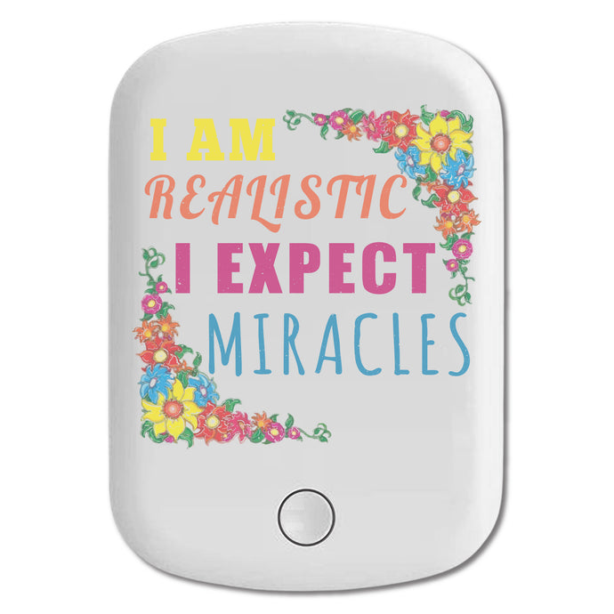DistinctInk Magnetic Battery Pack, Wireless Portable Charger with USB-C Cable, Compatible with MagSafe iPhone 14 / 13 / 12 Series - I Am Realistic I Expect Miracles - Flowers