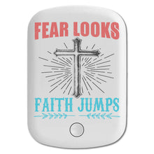 DistinctInk Magnetic Battery Pack, Wireless Portable Charger with USB-C Cable, Compatible with MagSafe iPhone 14 / 13 / 12 Series - Fear Looks Faith Jumps