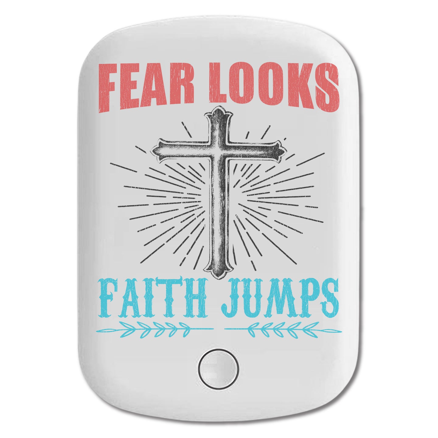 DistinctInk Magnetic Battery Pack, Wireless Portable Charger with USB-C Cable, Compatible with MagSafe iPhone 14 / 13 / 12 Series - Fear Looks Faith Jumps