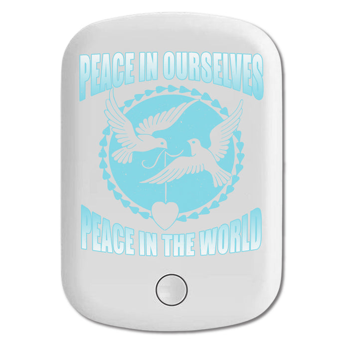 DistinctInk Magnetic Battery Pack, Wireless Portable Charger with USB-C Cable, Compatible with MagSafe iPhone 14 / 13 / 12 Series - Peace In Ourselves Peace In The World