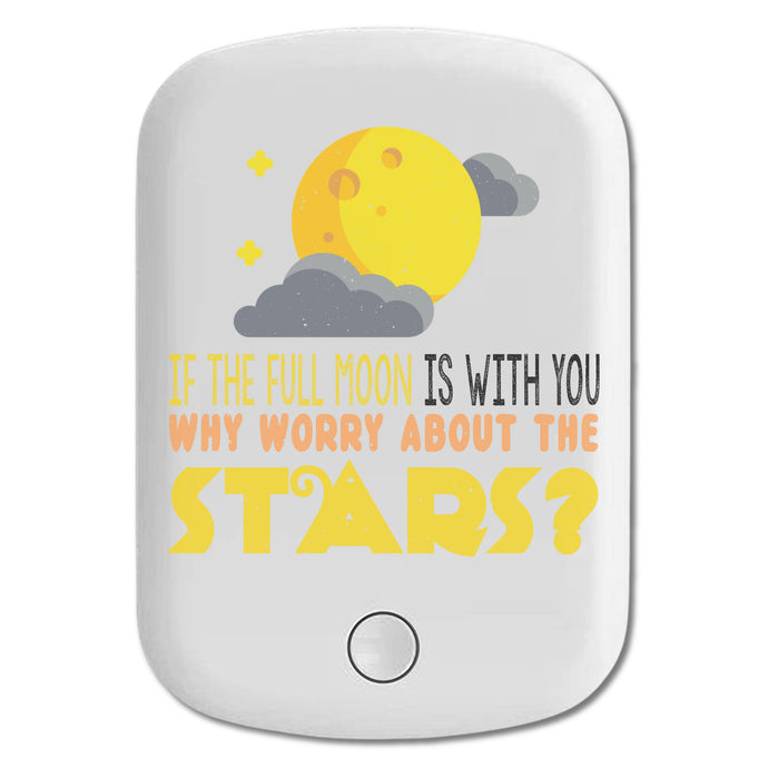 DistinctInk Magnetic Battery Pack, Wireless Portable Charger with USB-C Cable, Compatible with MagSafe iPhone 14 / 13 / 12 Series - Full Moon With You Why Worry About Stars