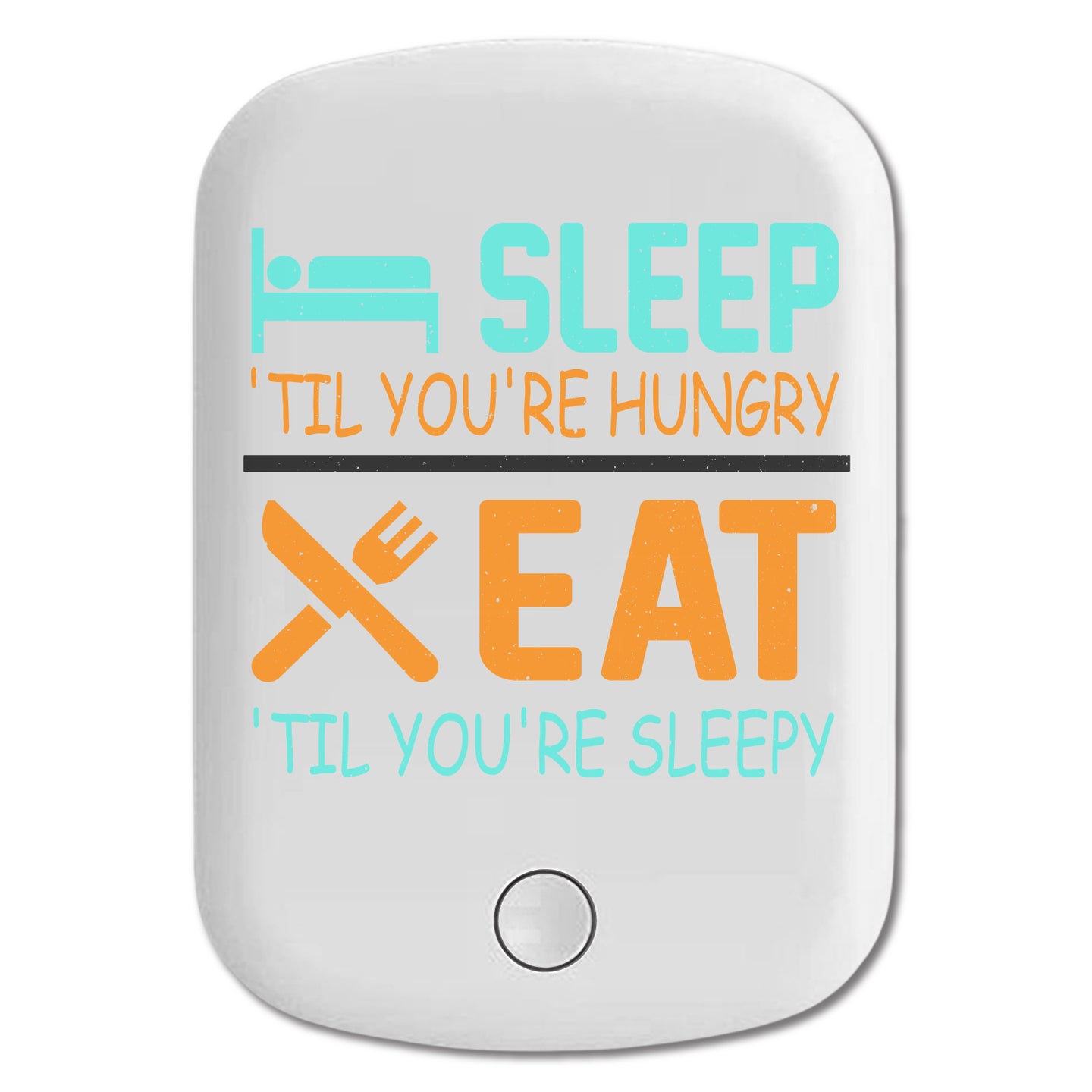 DistinctInk Magnetic Battery Pack, Wireless Portable Charger with USB-C Cable, Compatible with MagSafe iPhone 14 / 13 / 12 Series - Sleep Til Hungry Eat Til Sleepy