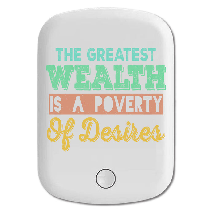 DistinctInk Magnetic Battery Pack, Wireless Portable Charger with USB-C Cable, Compatible with MagSafe iPhone 14 / 13 / 12 Series - Greatest Wealth Is Poverty Of Desires