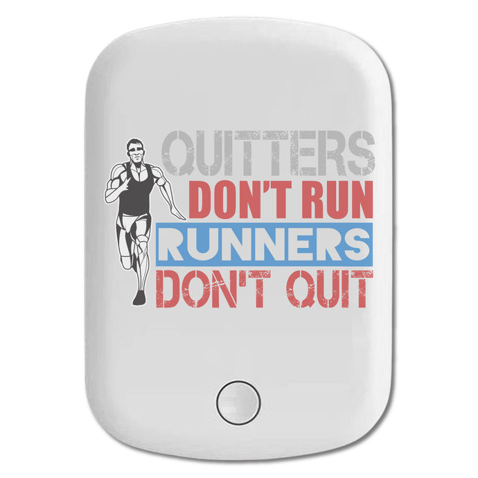 DistinctInk Magnetic Battery Pack, Wireless Portable Charger with USB-C Cable, Compatible with MagSafe iPhone 14 / 13 / 12 Series - Quitters Don't Run Runners Don't Quit