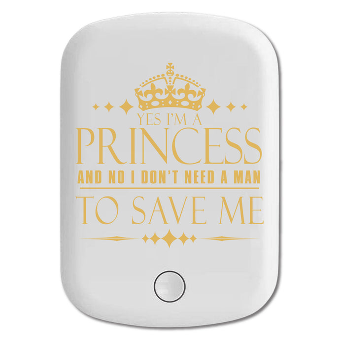DistinctInk Magnetic Battery Pack, Wireless Portable Charger with USB-C Cable, Compatible with MagSafe iPhone 14 / 13 / 12 Series - I'm Princess Don't Need Man To Save Me