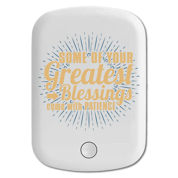DistinctInk Magnetic Battery Pack, Wireless Portable Charger with USB-C Cable, Compatible with MagSafe iPhone 14 / 13 / 12 Series - Greatest Blessings Come With Patience