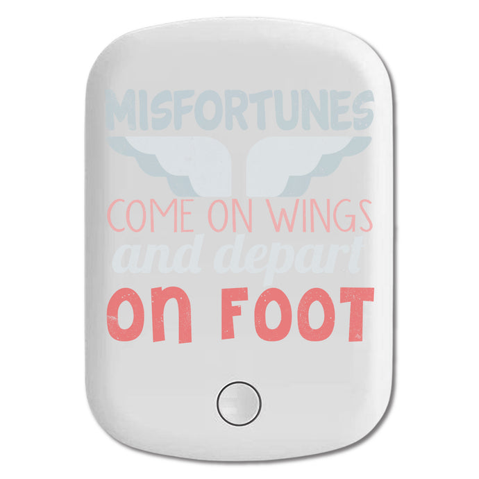 DistinctInk Magnetic Battery Pack, Wireless Portable Charger with USB-C Cable, Compatible with MagSafe iPhone 14 / 13 / 12 Series - Misfortunes Come On Wings Depart On Foot