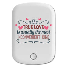 DistinctInk Magnetic Battery Pack, Wireless Portable Charger with USB-C Cable, Compatible with MagSafe iPhone 14 / 13 / 12 Series - True Love Usually Inconvenient Kind