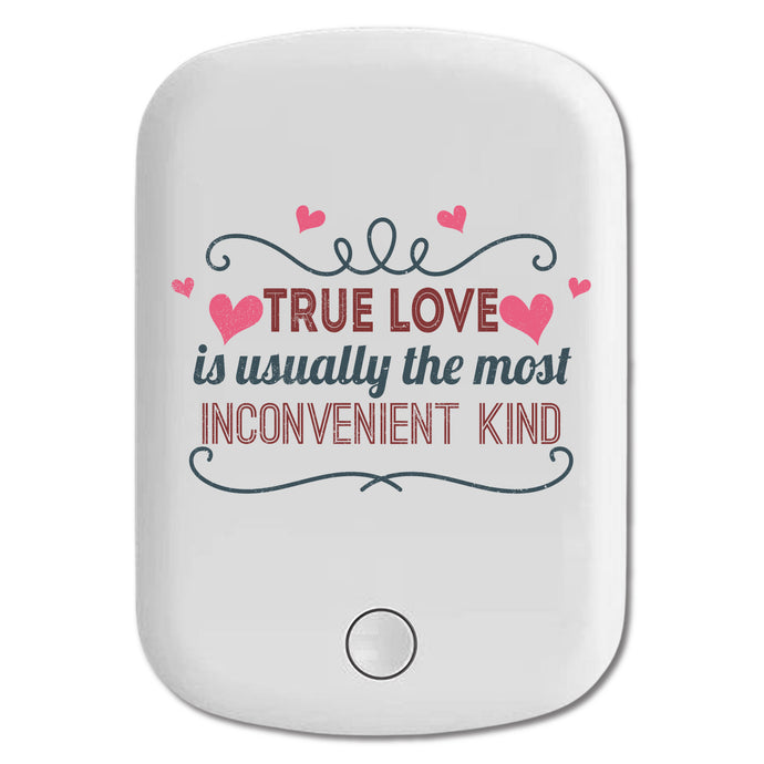 DistinctInk Magnetic Battery Pack, Wireless Portable Charger with USB-C Cable, Compatible with MagSafe iPhone 14 / 13 / 12 Series - True Love Usually Inconvenient Kind