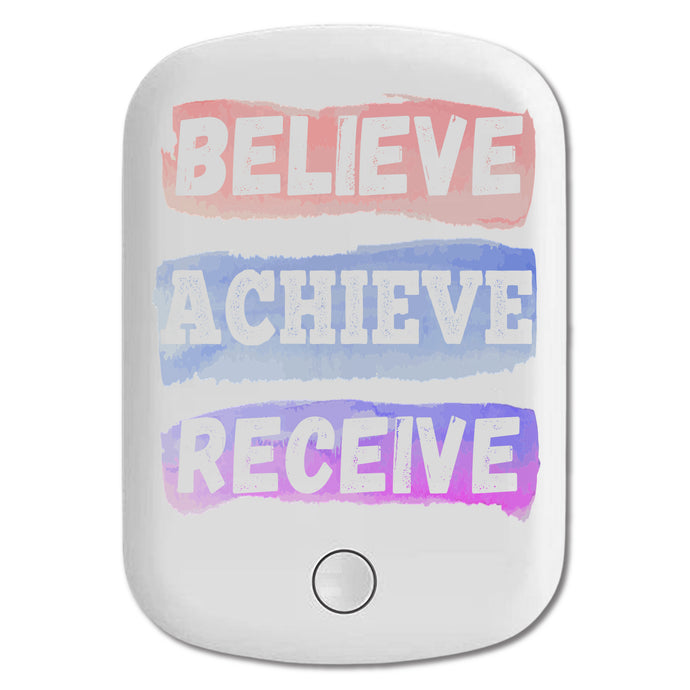 DistinctInk Magnetic Battery Pack, Wireless Portable Charger with USB-C Cable, Compatible with MagSafe iPhone 14 / 13 / 12 Series - Believe Achieve Receive