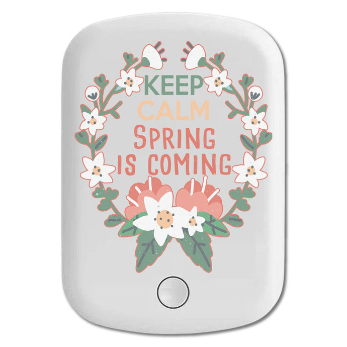 DistinctInk Magnetic Battery Pack, Wireless Portable Charger with USB-C Cable, Compatible with MagSafe iPhone 14 / 13 / 12 Series - Keep Calm Spring Is Coming