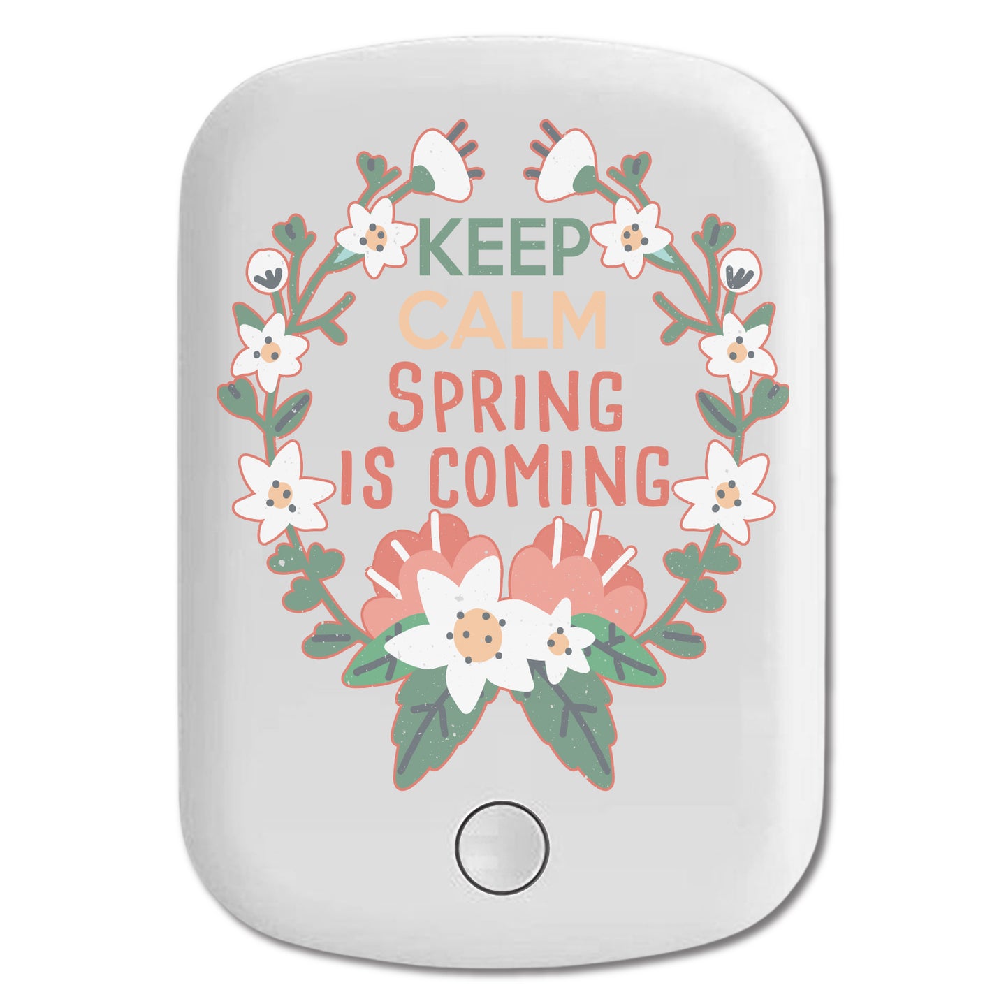 DistinctInk Magnetic Battery Pack, Wireless Portable Charger with USB-C Cable, Compatible with MagSafe iPhone 14 / 13 / 12 Series - Keep Calm Spring Is Coming