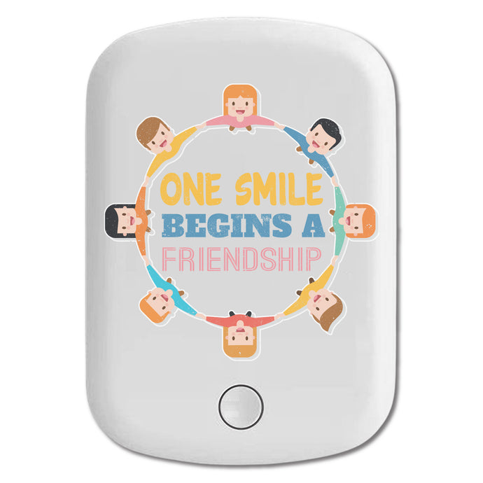 DistinctInk Magnetic Battery Pack, Wireless Portable Charger with USB-C Cable, Compatible with MagSafe iPhone 14 / 13 / 12 Series - One Smile Begins A Friendship