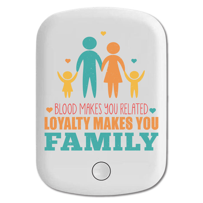 DistinctInk Magnetic Battery Pack, Wireless Portable Charger with USB-C Cable, Compatible with MagSafe iPhone 14 / 13 / 12 Series - Blood Makes Related Loyalty Makes Family