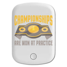 DistinctInk Magnetic Battery Pack, Wireless Portable Charger with USB-C Cable, Compatible with MagSafe iPhone 14 / 13 / 12 Series - Championships Are Won At Practice