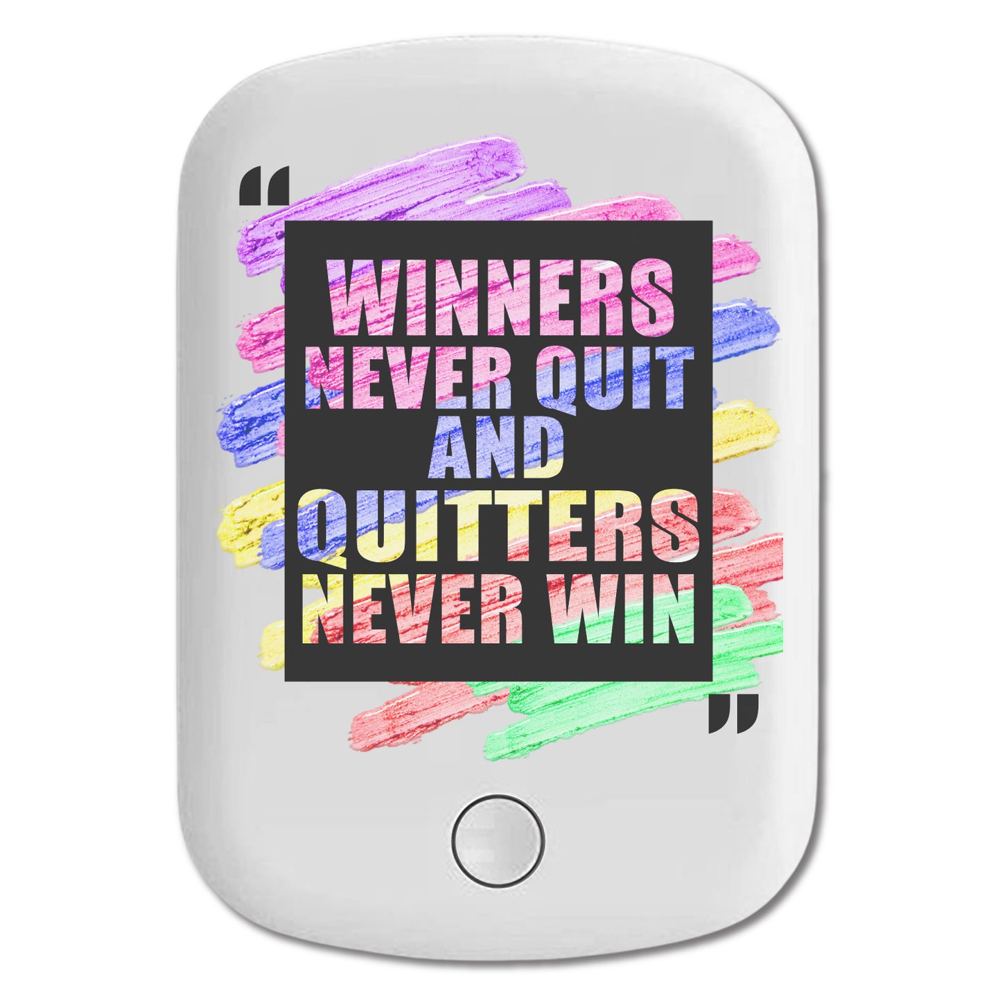 DistinctInk Magnetic Battery Pack, Wireless Portable Charger with USB-C Cable, Compatible with MagSafe iPhone 14 / 13 / 12 Series - Winners Never Quit Quitters Never Win