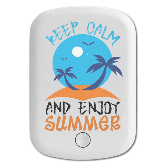 DistinctInk Magnetic Battery Pack, Wireless Portable Charger with USB-C Cable, Compatible with MagSafe iPhone 14 / 13 / 12 Series - Keep Calm Enjoy Summer