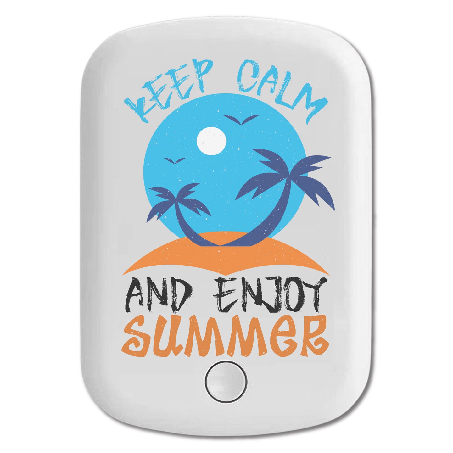 DistinctInk Magnetic Battery Pack, Wireless Portable Charger with USB-C Cable, Compatible with MagSafe iPhone 14 / 13 / 12 Series - Keep Calm Enjoy Summer