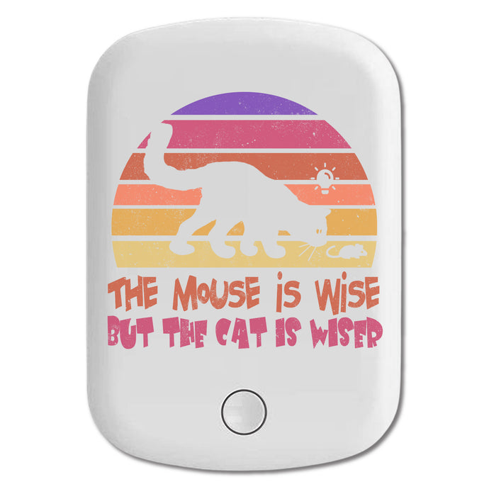 DistinctInk Magnetic Battery Pack, Wireless Portable Charger with USB-C Cable, Compatible with MagSafe iPhone 14 / 13 / 12 Series - Mouse Is Wise Cat Is Wiser