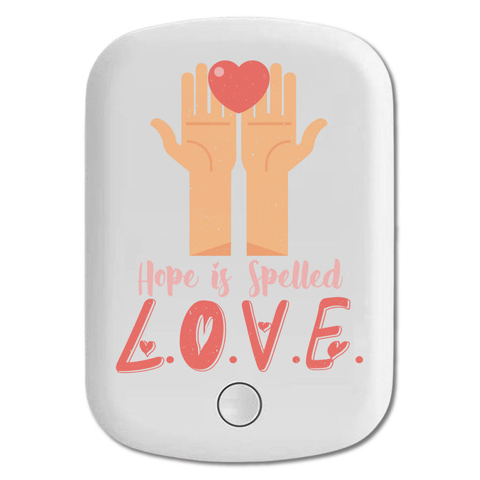 DistinctInk Magnetic Battery Pack, Wireless Portable Charger with USB-C Cable, Compatible with MagSafe iPhone 14 / 13 / 12 Series - Hope Is Spelled L.O.V.E.