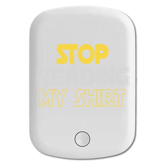 DistinctInk Magnetic Battery Pack, Wireless Portable Charger with USB-C Cable, Compatible with MagSafe iPhone 14 / 13 / 12 Series - Stop Reading My Shirt