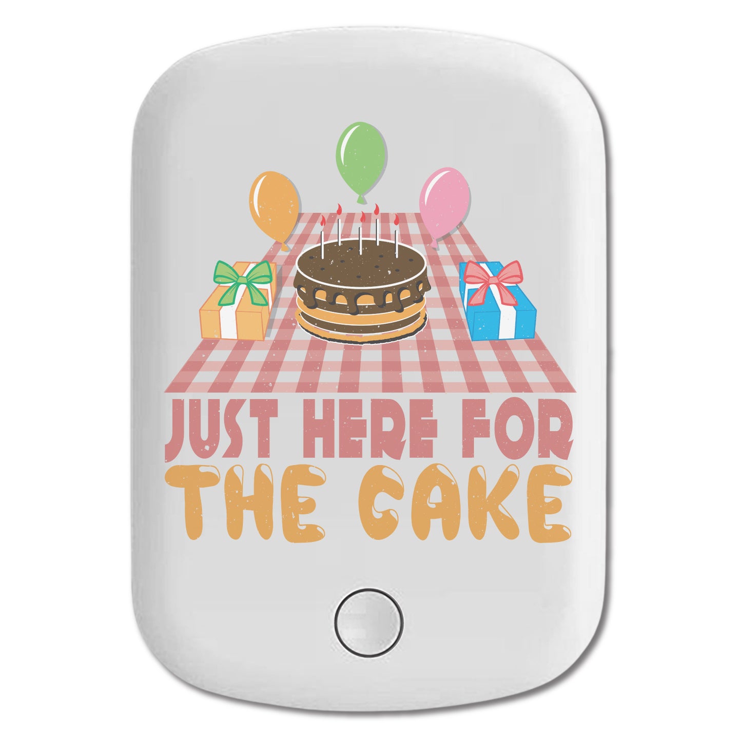 DistinctInk Magnetic Battery Pack, Wireless Portable Charger with USB-C Cable, Compatible with MagSafe iPhone 14 / 13 / 12 Series - Just Here For The Cake