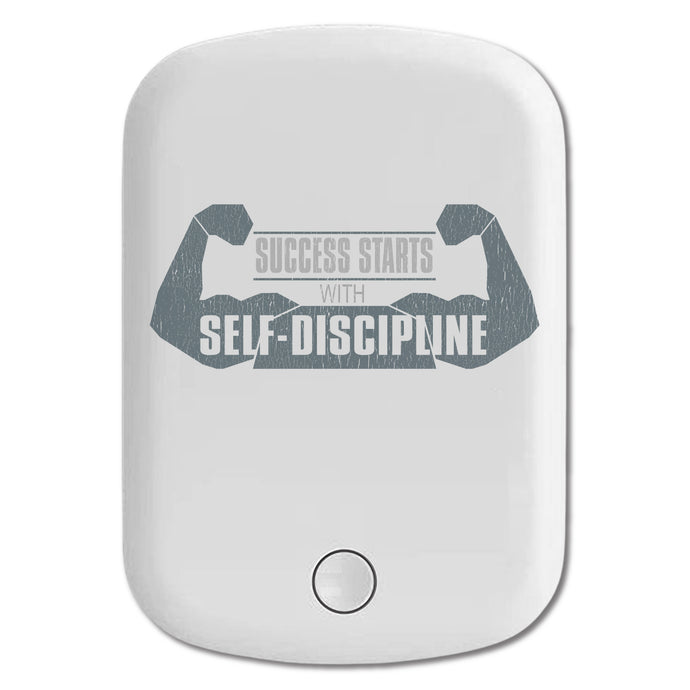 DistinctInk Magnetic Battery Pack, Wireless Portable Charger with USB-C Cable, Compatible with MagSafe iPhone 14 / 13 / 12 Series - Success Starts With Self Discipline