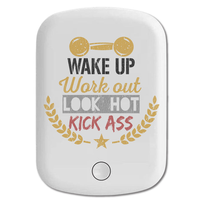 DistinctInk Magnetic Battery Pack, Wireless Portable Charger with USB-C Cable, Compatible with MagSafe iPhone 14 / 13 / 12 Series - Wake Up Work Out Look Hot Kick Ass