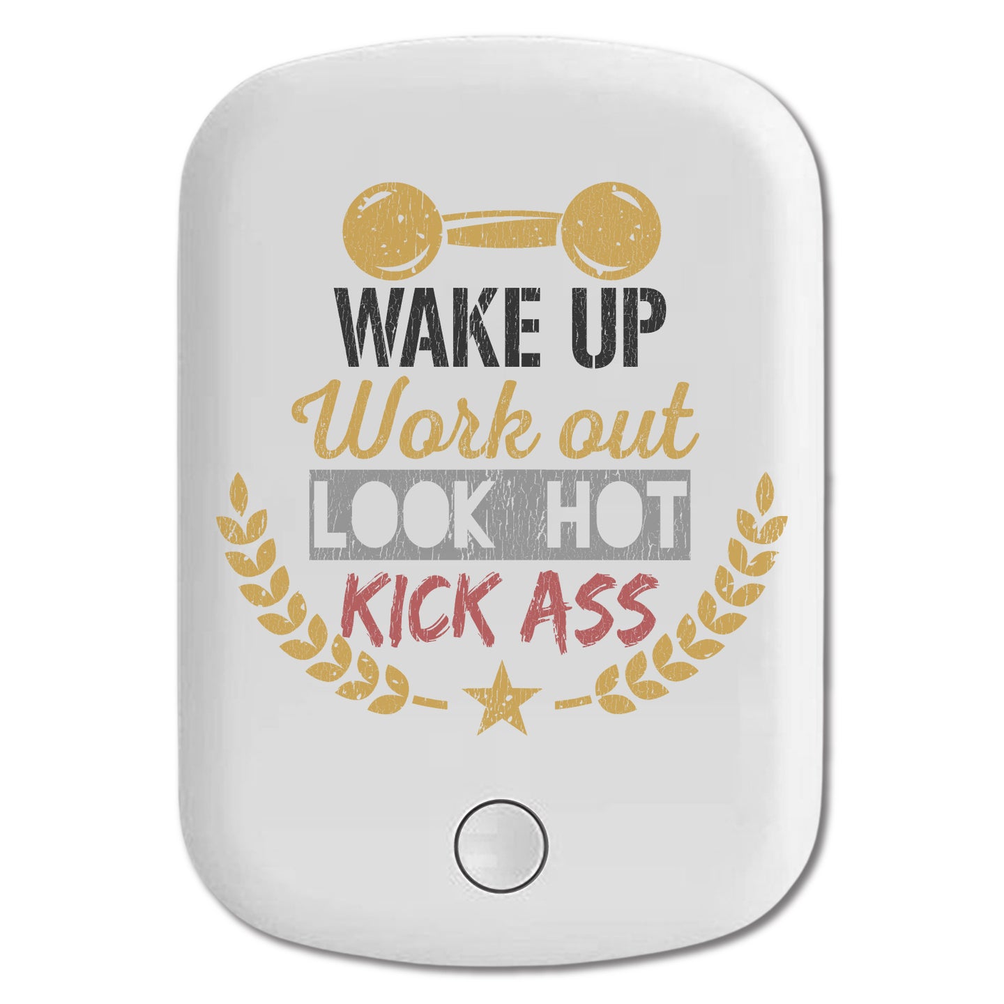 DistinctInk Magnetic Battery Pack, Wireless Portable Charger with USB-C Cable, Compatible with MagSafe iPhone 14 / 13 / 12 Series - Wake Up Work Out Look Hot Kick Ass