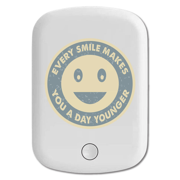 DistinctInk Magnetic Battery Pack, Wireless Portable Charger with USB-C Cable, Compatible with MagSafe iPhone 14 / 13 / 12 Series - Smile Makes A Day Younger
