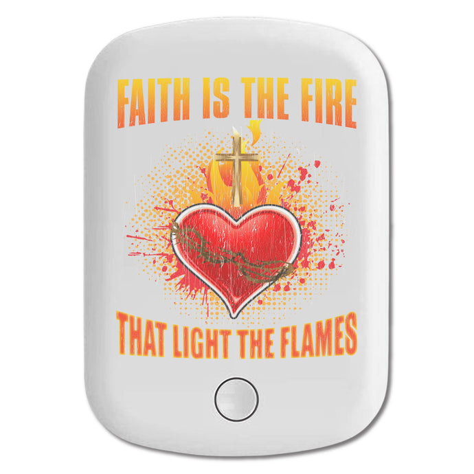DistinctInk Magnetic Battery Pack, Wireless Portable Charger with USB-C Cable, Compatible with MagSafe iPhone 14 / 13 / 12 Series - Faith Is Fire Light Flames