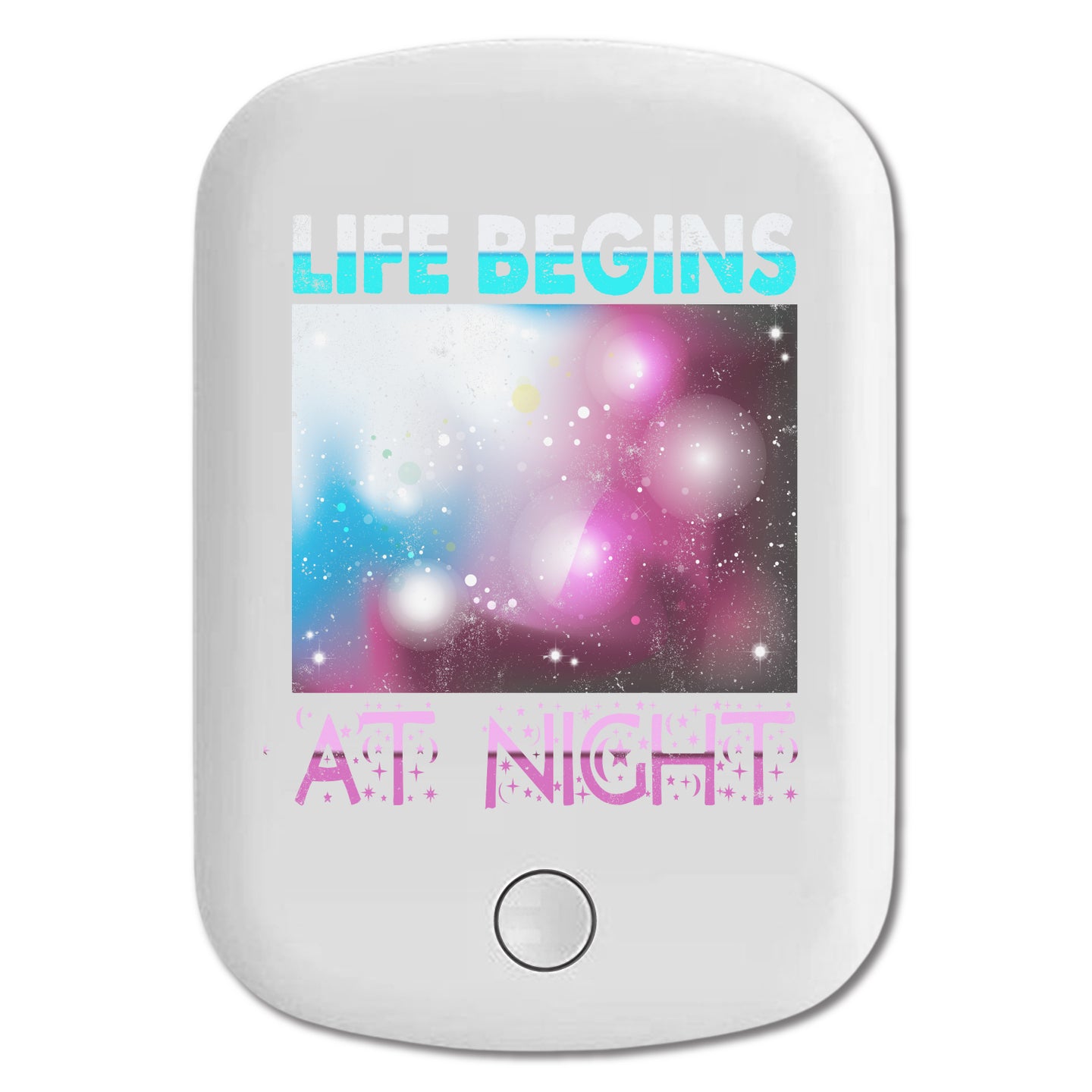 DistinctInk Magnetic Battery Pack, Wireless Portable Charger with USB-C Cable, Compatible with MagSafe iPhone 14 / 13 / 12 Series - Life Begins At Night