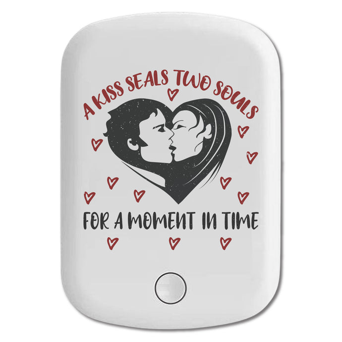 DistinctInk Magnetic Battery Pack, Wireless Portable Charger with USB-C Cable, Compatible with MagSafe iPhone 14 / 13 / 12 Series - Kiss Seals Two Souls Moment In Time