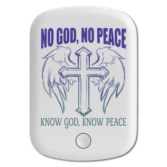 DistinctInk Magnetic Battery Pack, Wireless Portable Charger with USB-C Cable, Compatible with MagSafe iPhone 14 / 13 / 12 Series - No God No Peace Know God Know Peace