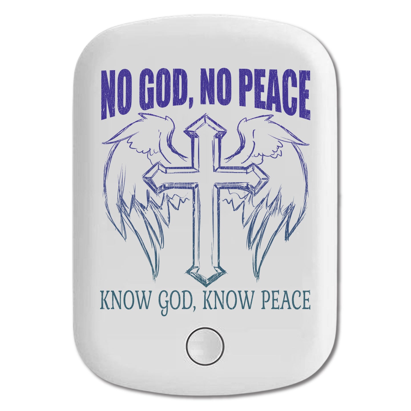 DistinctInk Magnetic Battery Pack, Wireless Portable Charger with USB-C Cable, Compatible with MagSafe iPhone 14 / 13 / 12 Series - No God No Peace Know God Know Peace