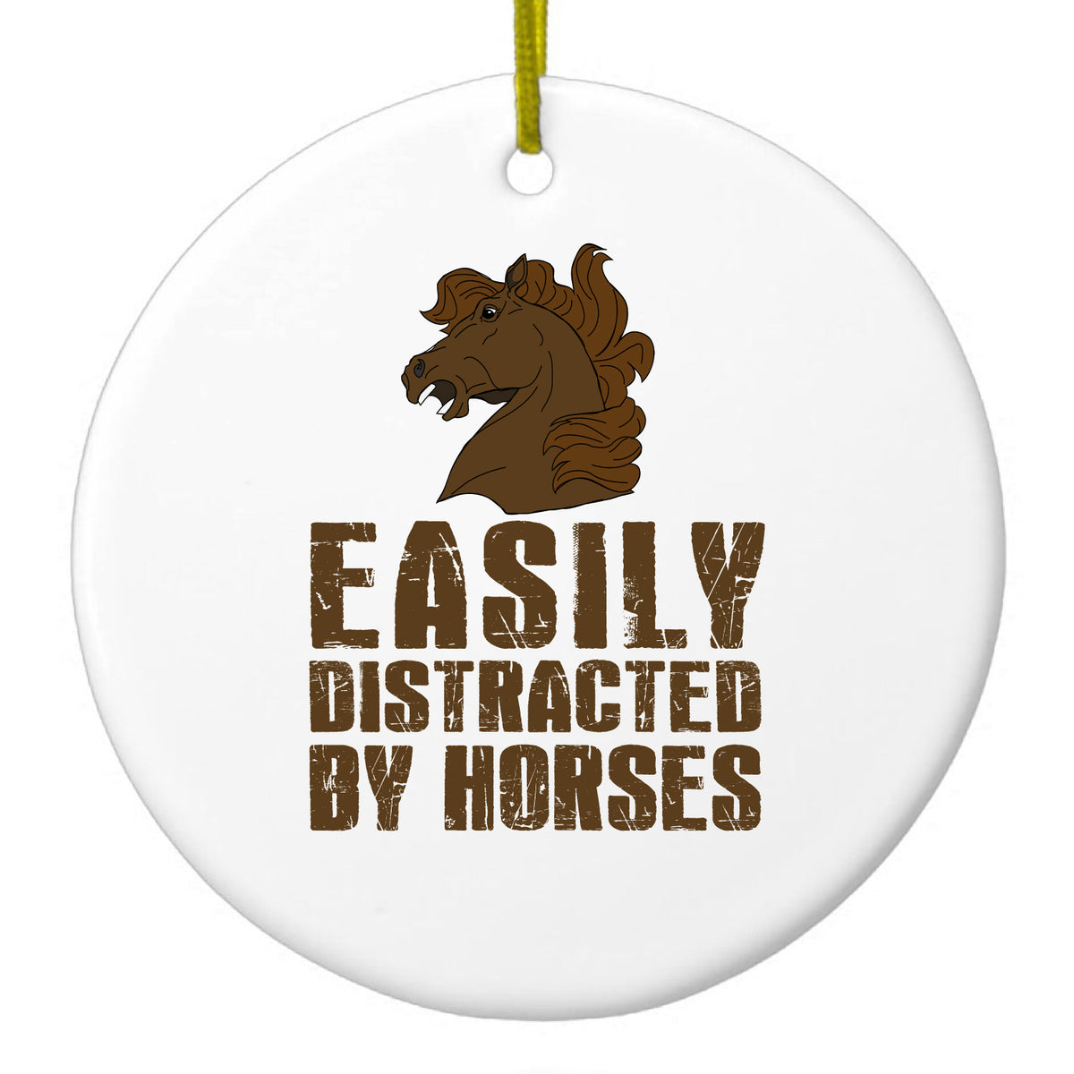 Easily Distracted By Horses Ceramic Ornament