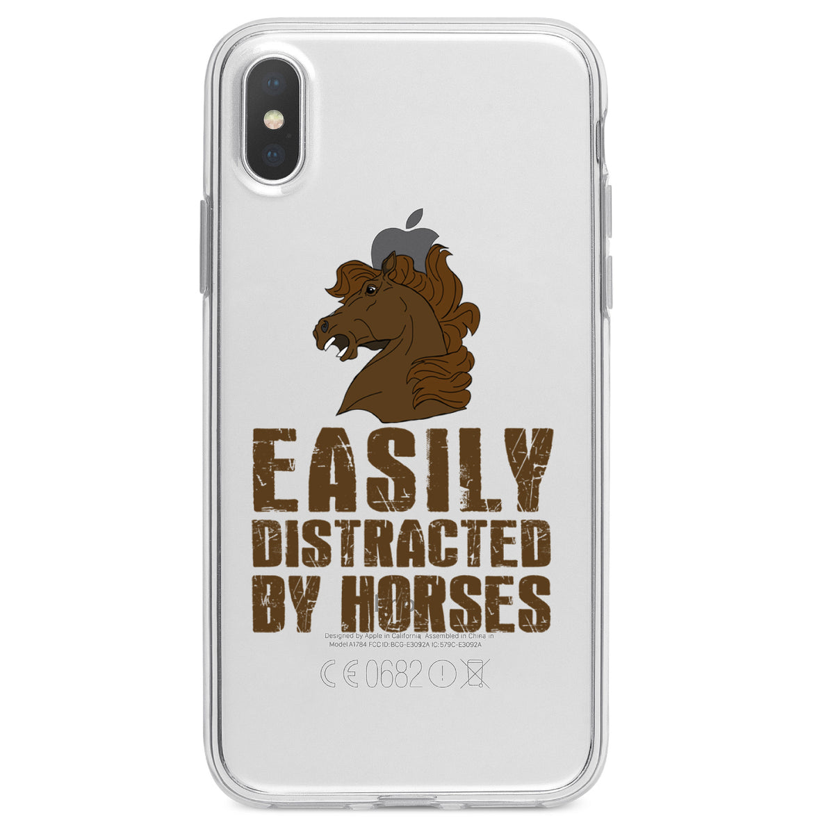 Easily Distracted By Horses Clear Shockproof iPhone Case, view 3