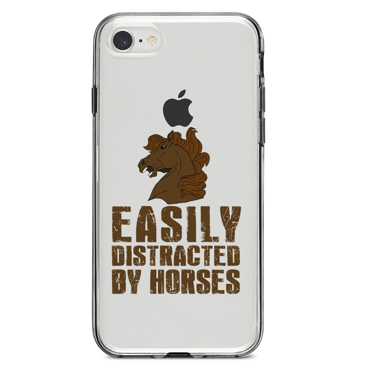 Easily Distracted By Horses Clear Shockproof iPhone Case, view 5