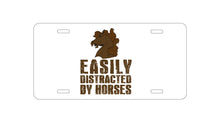 DistinctInk Custom Aluminum Decorative Vanity Front License Plate - Easily Distracted By Horses