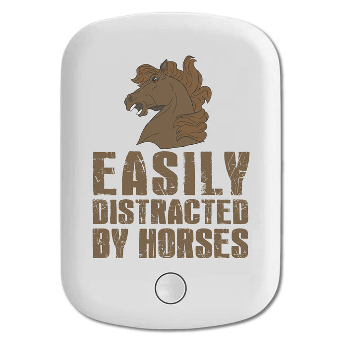 DistinctInk Magnetic Battery Pack, Wireless Portable Charger with USB-C Cable, Compatible with MagSafe iPhone 14 / 13 / 12 Series - Easily Distracted By Horses