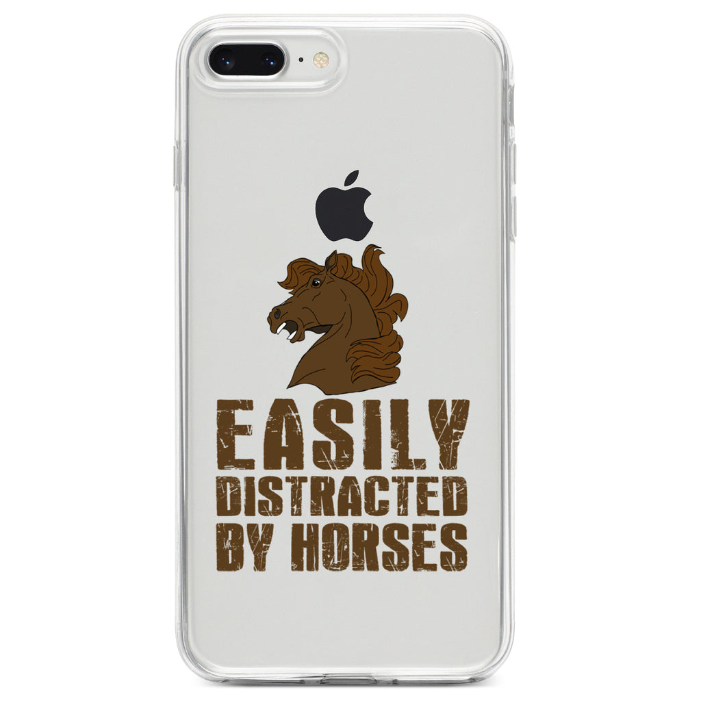Easily Distracted By Horses Clear Shockproof iPhone Case, view 6