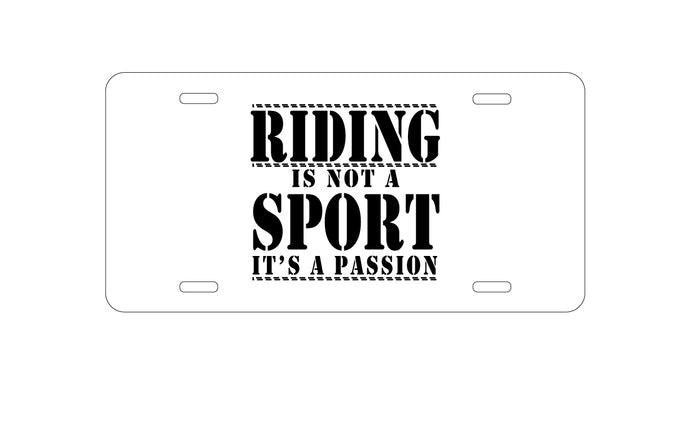 DistinctInk Custom Aluminum Decorative Vanity Front License Plate - Riding is A Passion - horses