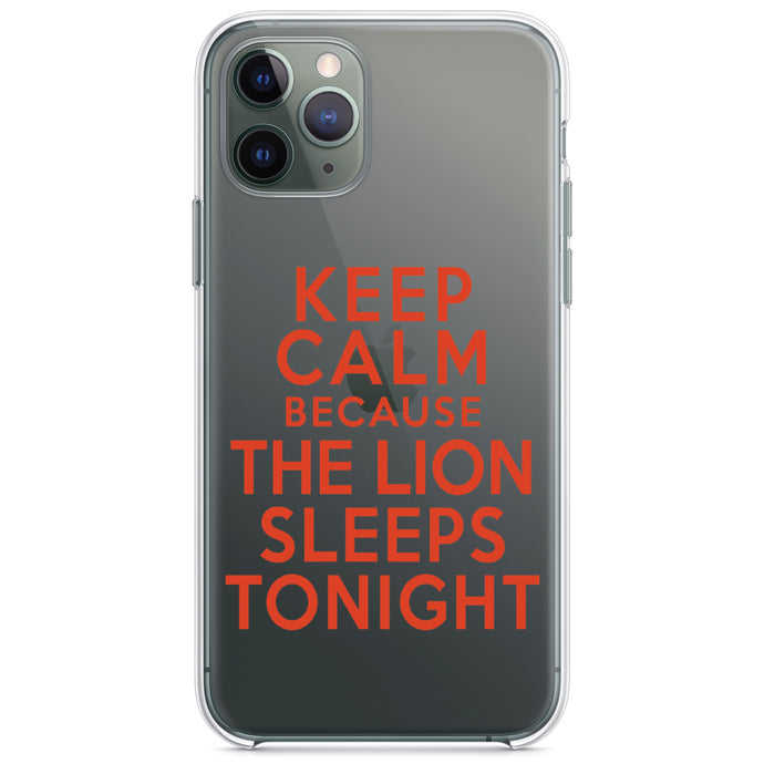 DistinctInk® Clear Shockproof Hybrid Case for Apple iPhone / Samsung Galaxy / Google Pixel - Keep Calm The Lion Sleeps Tonight