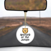 DistinctInk® Hanging Ceramic Christmas Tree Ornament with Gold String - Great Gift / Present - 2 3/4 inch Diameter - King of the Jungle - Lion