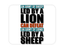 DistinctInk Custom Foam Rubber Mouse Pad - 1/4" Thick - Sheep Led By Lion Defeat Lions Led By Sheep
